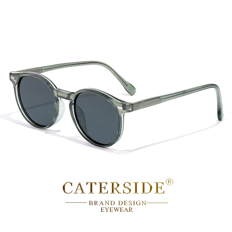 CATERSIDE Polarized Retro Round Sunglasses for Men and Women, TR90 / Acetate, Vintage Style, for Driving and Travel