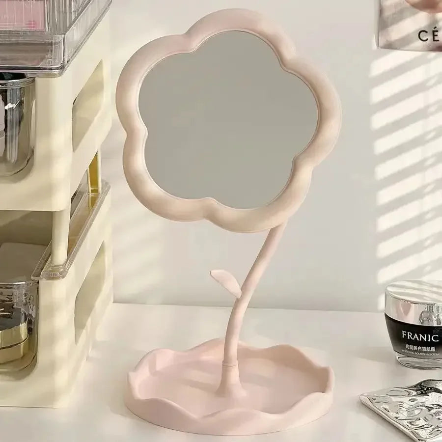 Miroir de bureau Design floral mignon, décoration créative pour chambre à coucher, cadeau de haute valeur esthétique, miroir décoratif de vanité de Style Gao Yan