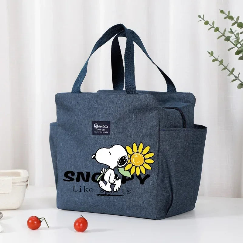 Bolsa isotérmica portátil para el almuerzo y bebidas de Snoopy, bolsa isotérmica para alimentos, caja térmica, bolsa de picnic, bolsas de transporte, bonito regalo para niños