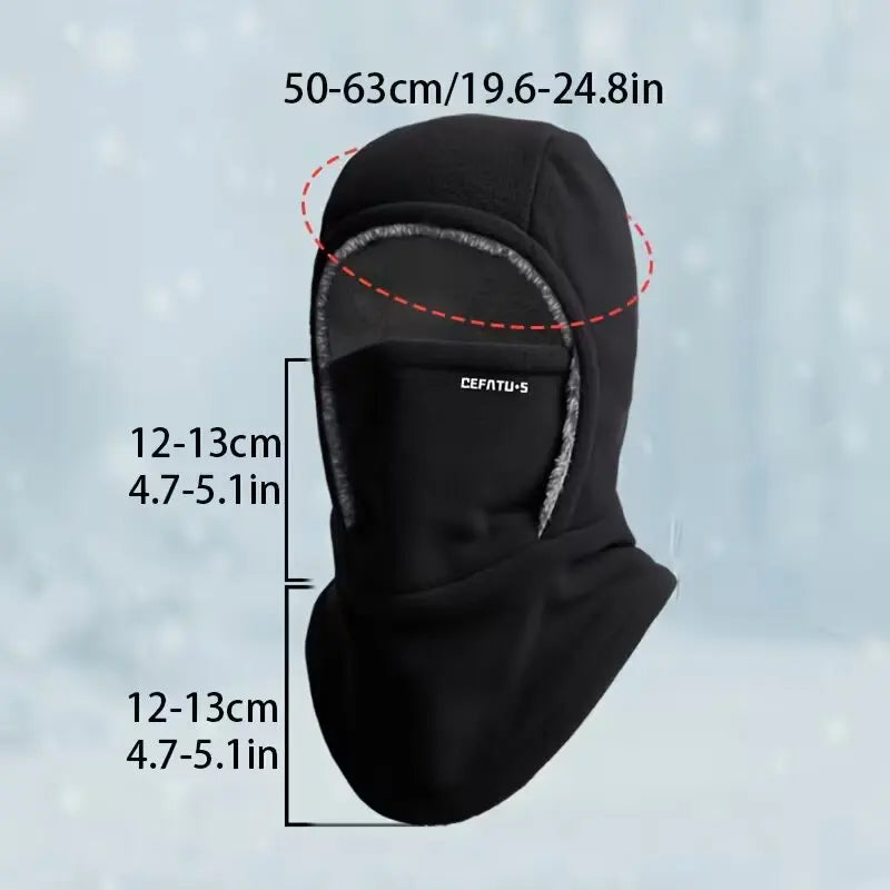 Fleece Balaclava Cycling Cap Cold-Resistant Windproof Warm Hood and Hat Thick Thermal Ski Windproof Cap Women Men