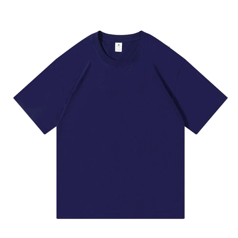 100% Cotton Five Half Sleeve Men Women Summer Loose Short Sleeve Casual T-Shirt Basic Round Neck Solid Color Tops