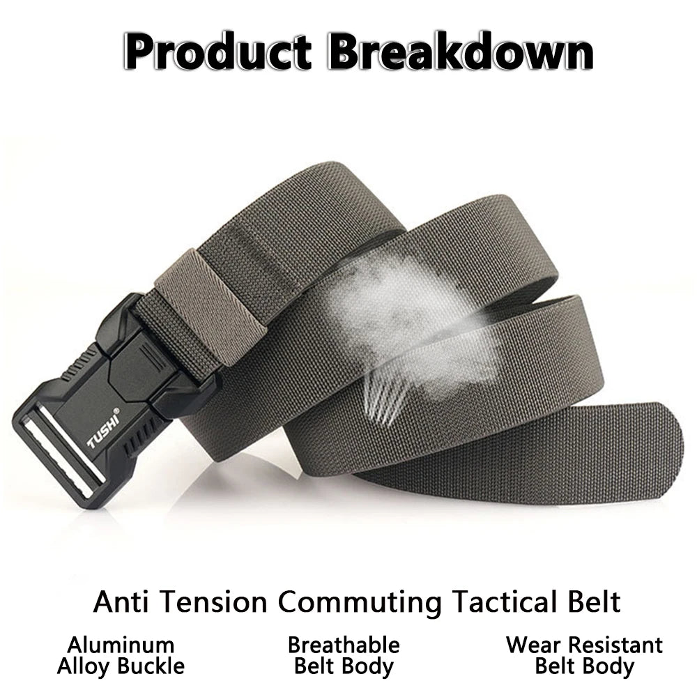 TUSHI – ceintures élastiques à boucle enfichable en alliage d'aluminium pour hommes, ceinture tactique Durable, Cowboy, ceinture militaire en plein air, chasse
