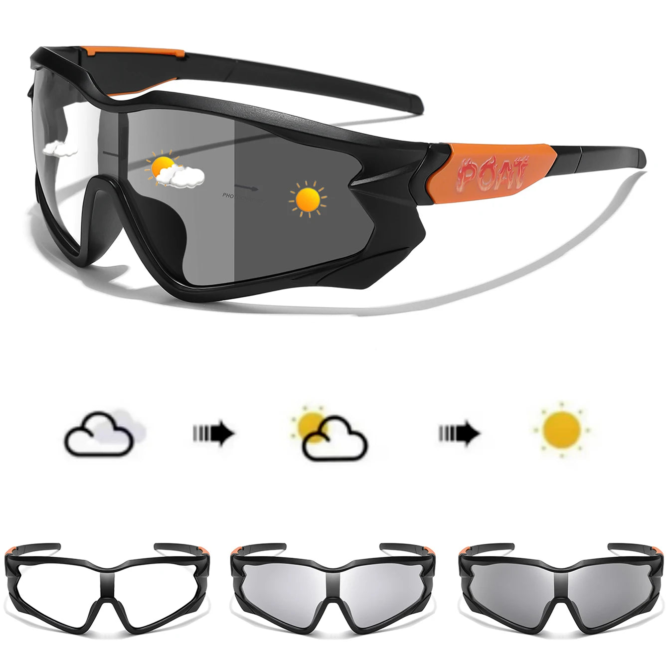 POAT tout nouveau Style lunettes de soleil photochromiques sport hommes femmes vtt vélo lunettes de vélo cyclisme pêche lunettes de course
