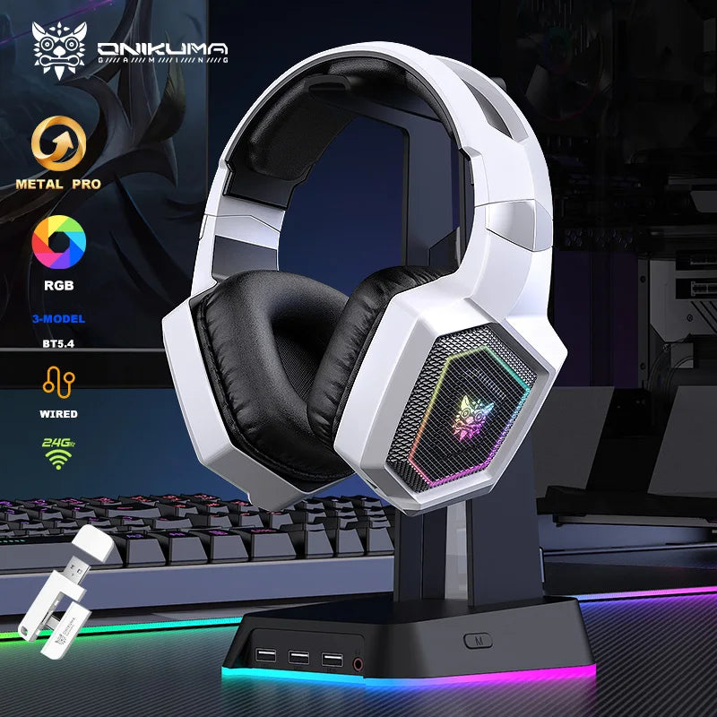 Auriculares inalámbricos para juegos ONIKUMA GT806 de 2,4 GHz, calidad de sonido HiFi para ordenador portátil con micrófono con cancelación de ruido, auriculares para juegos para PC
