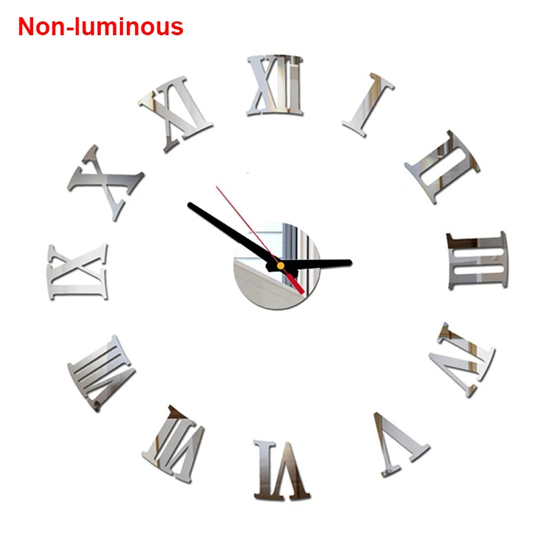 Reloj de pared, reloj de pared luminoso DIY, reloj de cuarzo, pegatinas de espejo acrílico, reloj de pared, decoración de pared, decoración cálida del hogar.