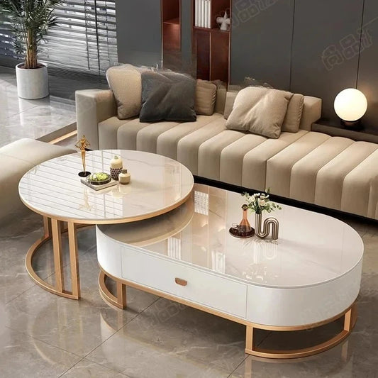 Tables basses extensibles rondes modernes — minimalistes, design livre, meubles salon