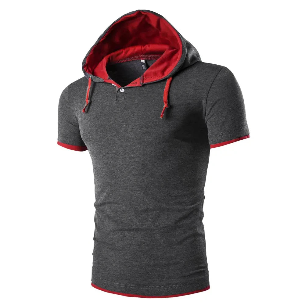 T-shirt Homme 2026 Été Slim Fitness à Capuche Manches Courtes – Camisa Masculina Sportswear T-Shirt Slim Homme 3XL
