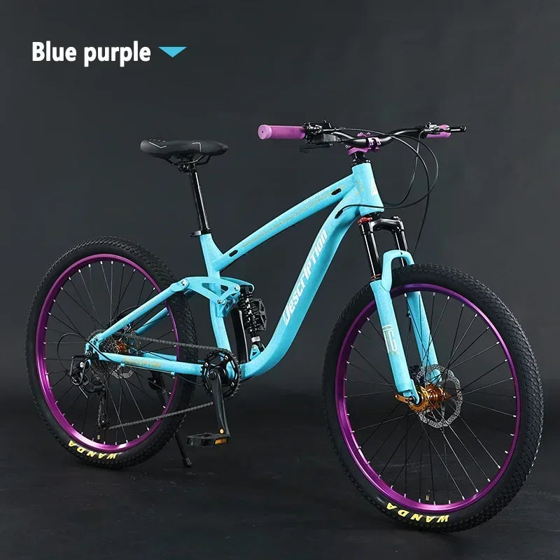 Bicicleta de montaña de 27,5 pulgadas, suspensión total, MTB de 9/10 velocidades, bicicleta de cross country, frenos de disco hidráulicos, absorción de impactos, descenso