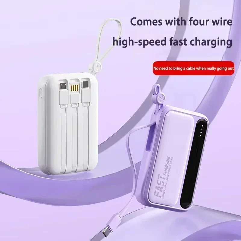 Banque d'alimentation VIVO 500000mAh, grande capacité, charge ultra-rapide, batterie externe portable, 4 câbles intégrés pour tous les téléphones