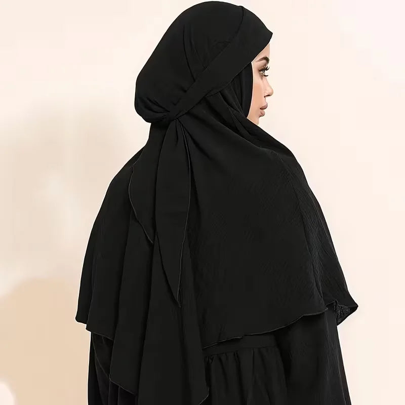 Parure de tête musulmane longue et élégante avec fermeture à nouer, foulard de prière Hijab islamique pour femmes, prêt à porter, Abaya Hijab pour le quotidien