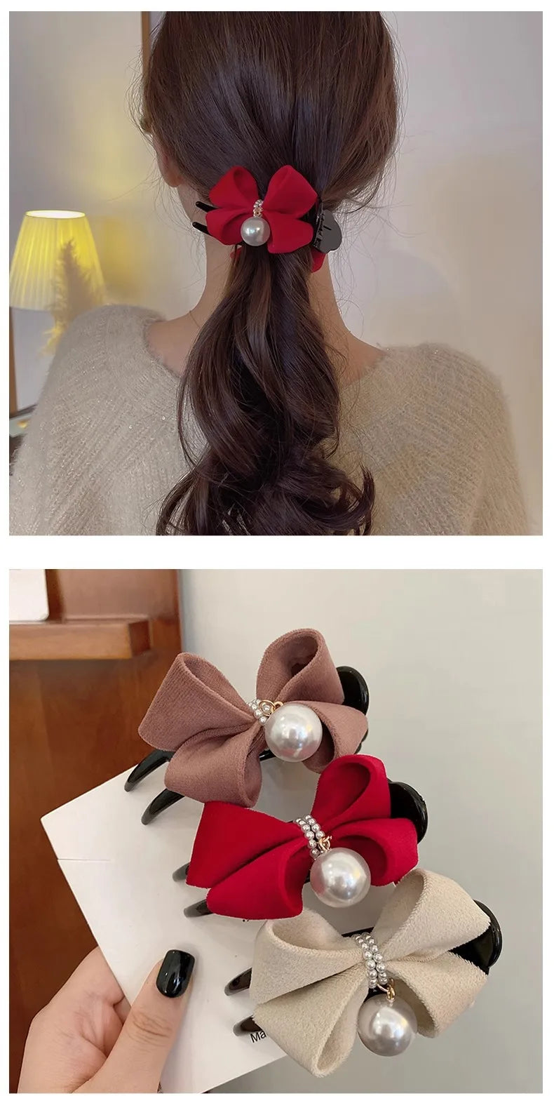 1 morceau d'arc, pince à perles, tempérament, pince requin, accessoire pour cheveux en tissu de Style doux coréen, Accessoires pour cheveux de fille