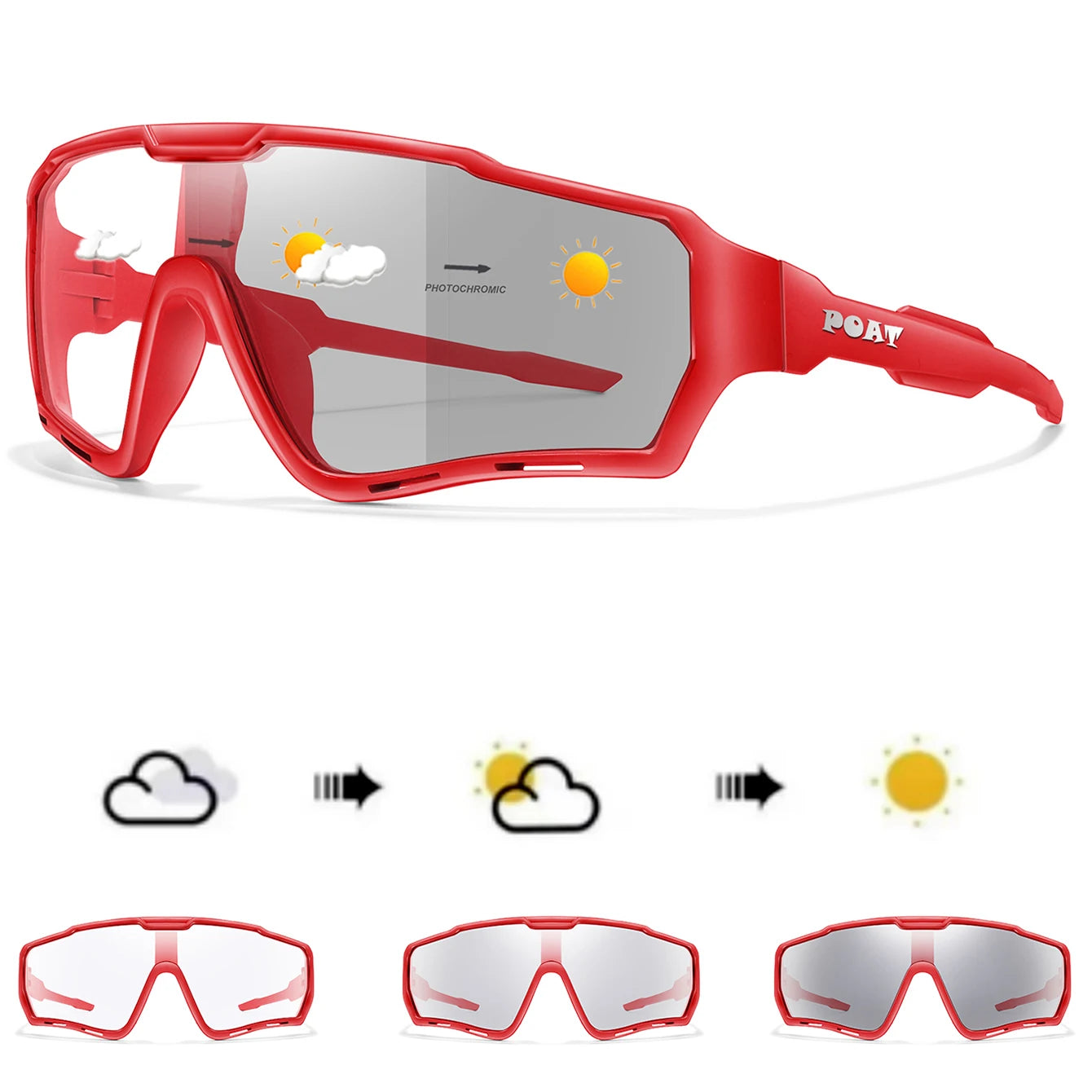 POAT tout nouveau Style lunettes de soleil photochromiques sport hommes femmes vtt vélo lunettes de vélo cyclisme pêche lunettes de course
