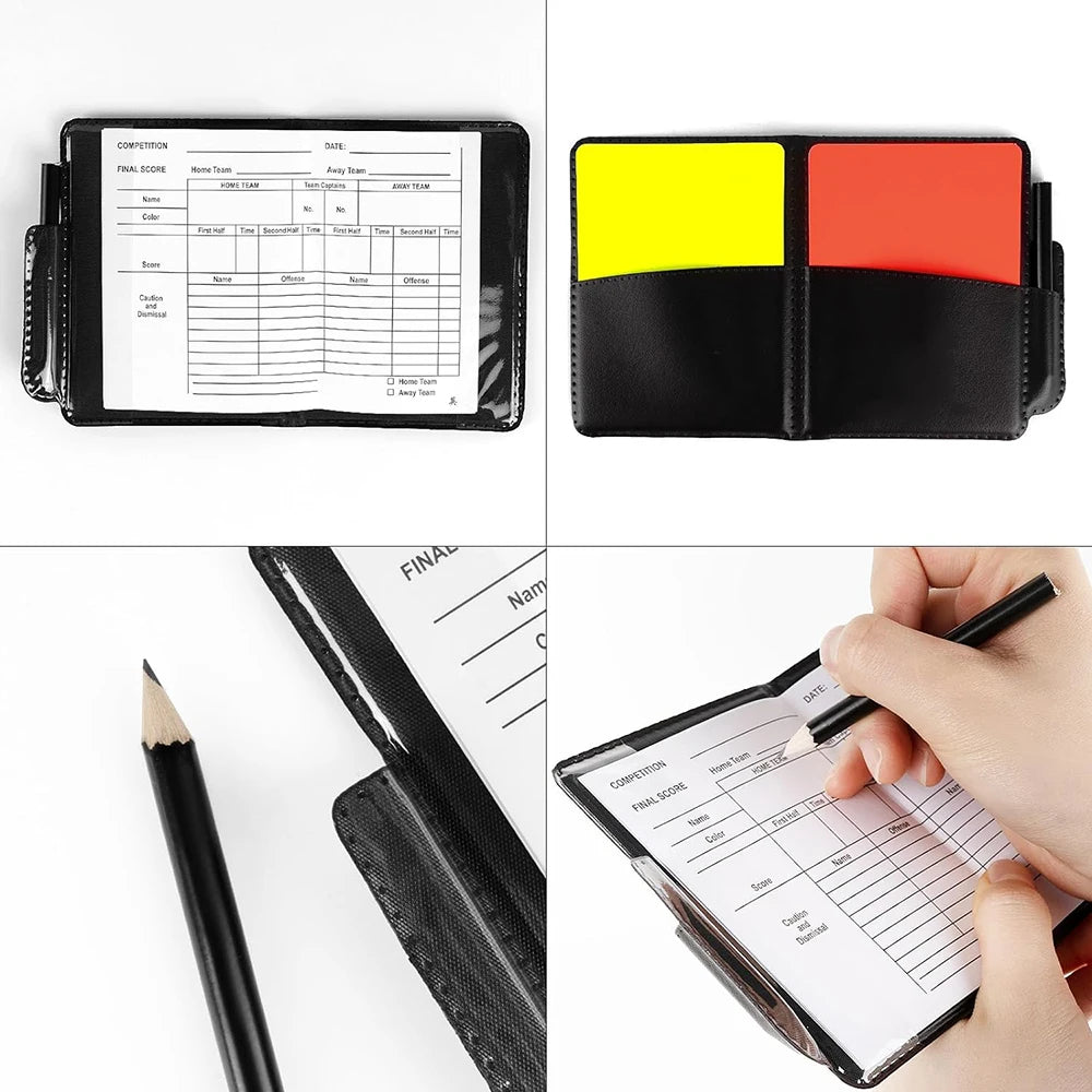 Kit Arbitre Football Complet — Drapeaux À Carreaux, Cartes Rouge & Jaune, Sifflet & Carnet