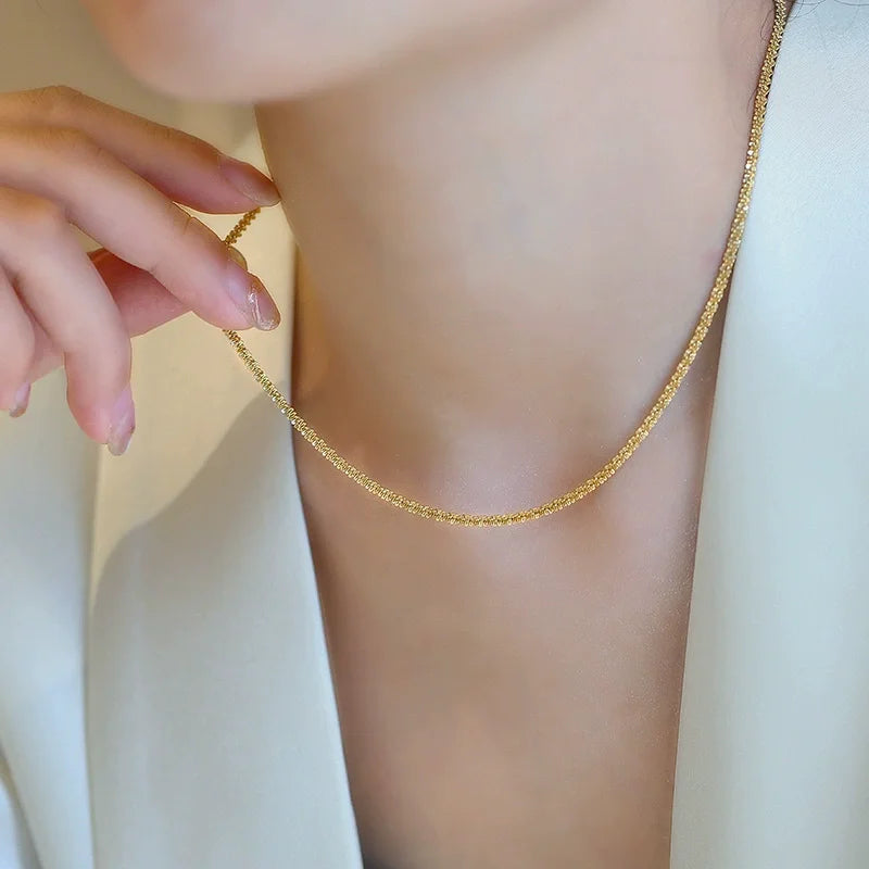 Women's sparkling clavicle chain choker necklace, popular silver color, fine jewelry, wedding party gift, new collection