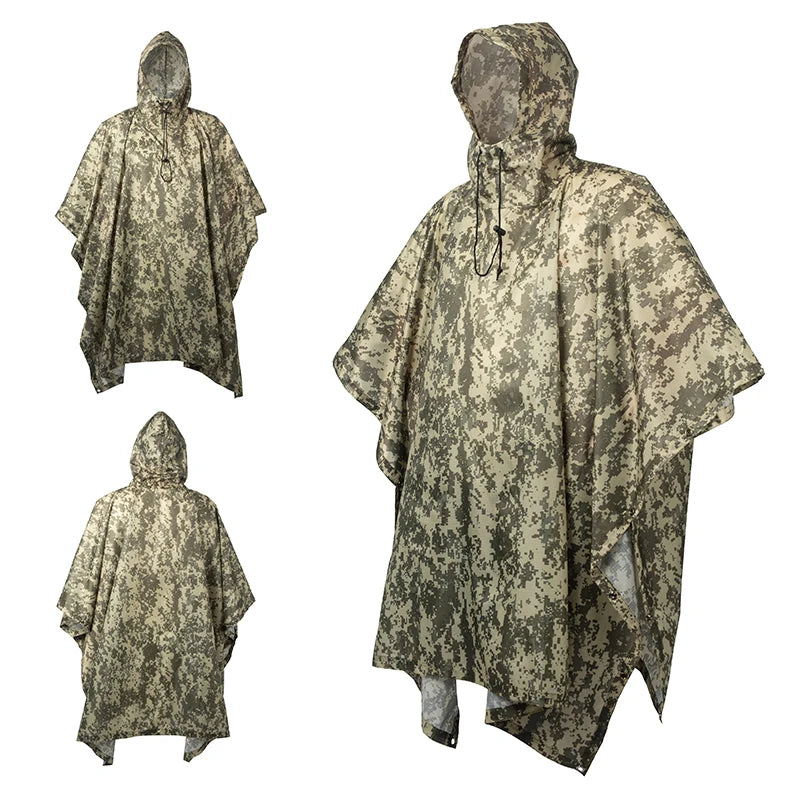 Poncho de Camouflage respirant pour l'extérieur, imperméable tactique de Jungle, observation des oiseaux, randonnée, chasse, combinaison Ghillie, équipement de pluie de voyage