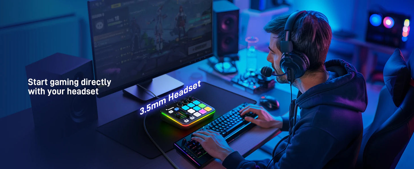Interface Audio Gaming XLR — Effets Sonores & LED RGB Podcast & Streaming