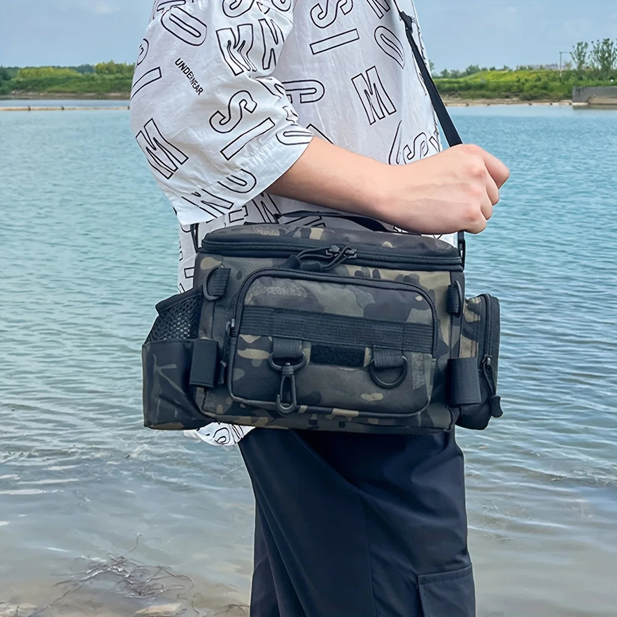 Sac de Matériel de Pêche Multifonctionnel — Sac de Taille Toile Bandoulière Sport Voyage
