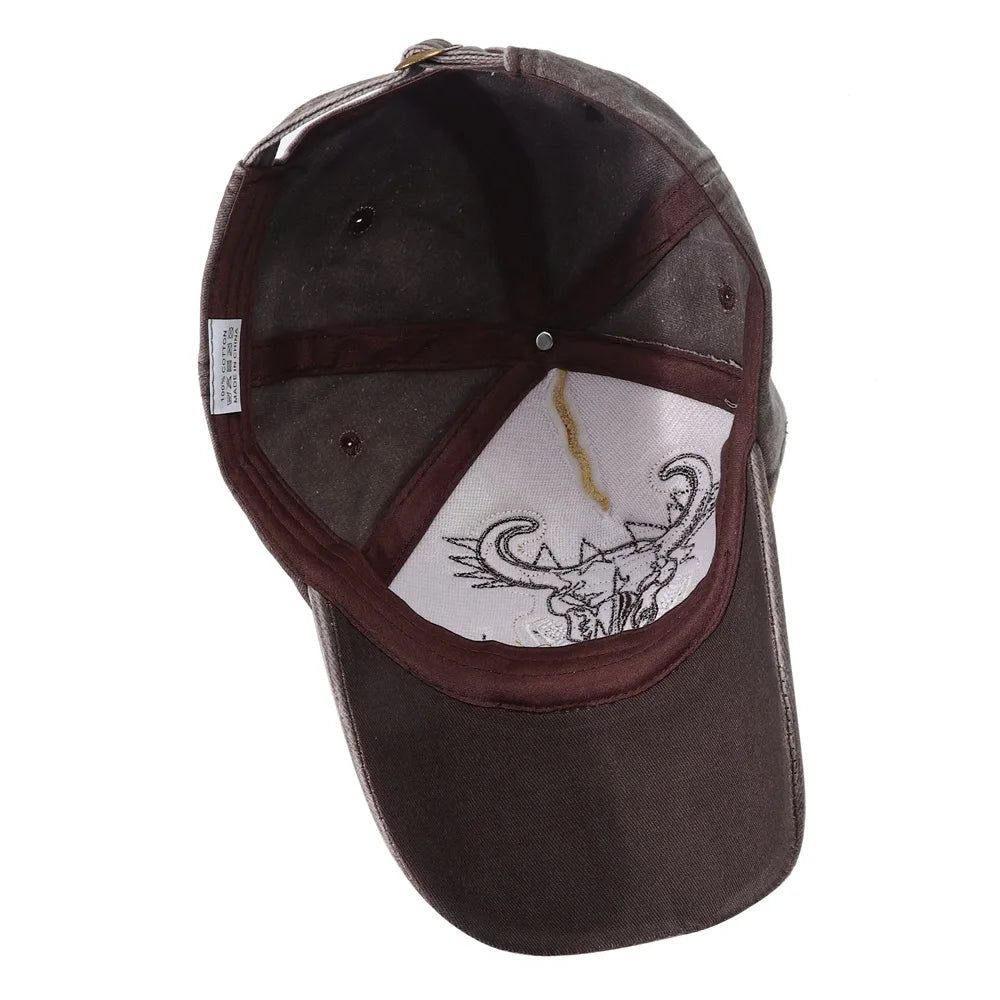2023 New Washed Denim Baseball Cap for Men and Women, Hip Hop Vintage Bull Head Embroidered Y2k Snapback Dad Hats