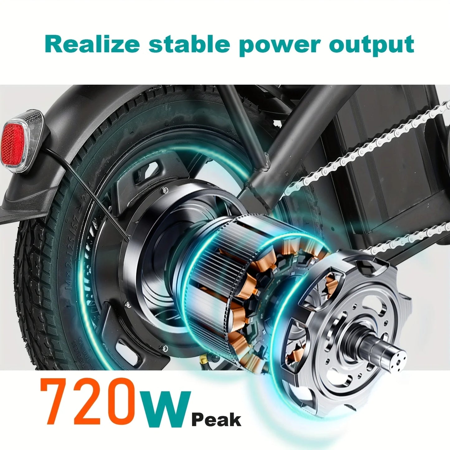 14-inch Electric Bicycle, Easy-Folding Adult Commuter Electric Bike, 500W Motor, Removable Battery, 20 Miles Max Range