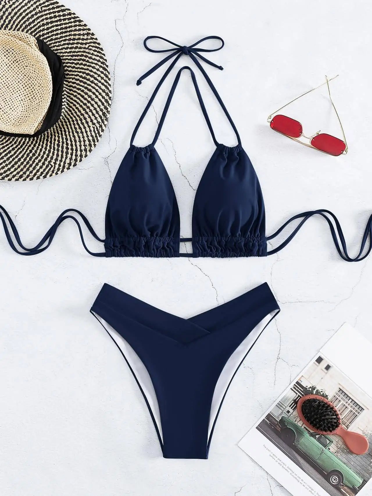 Maillot de bain en nylon solide pour femmes, bikini sexy, design de modélisation à la mode, nouveau style, vêtements de plage, 2025