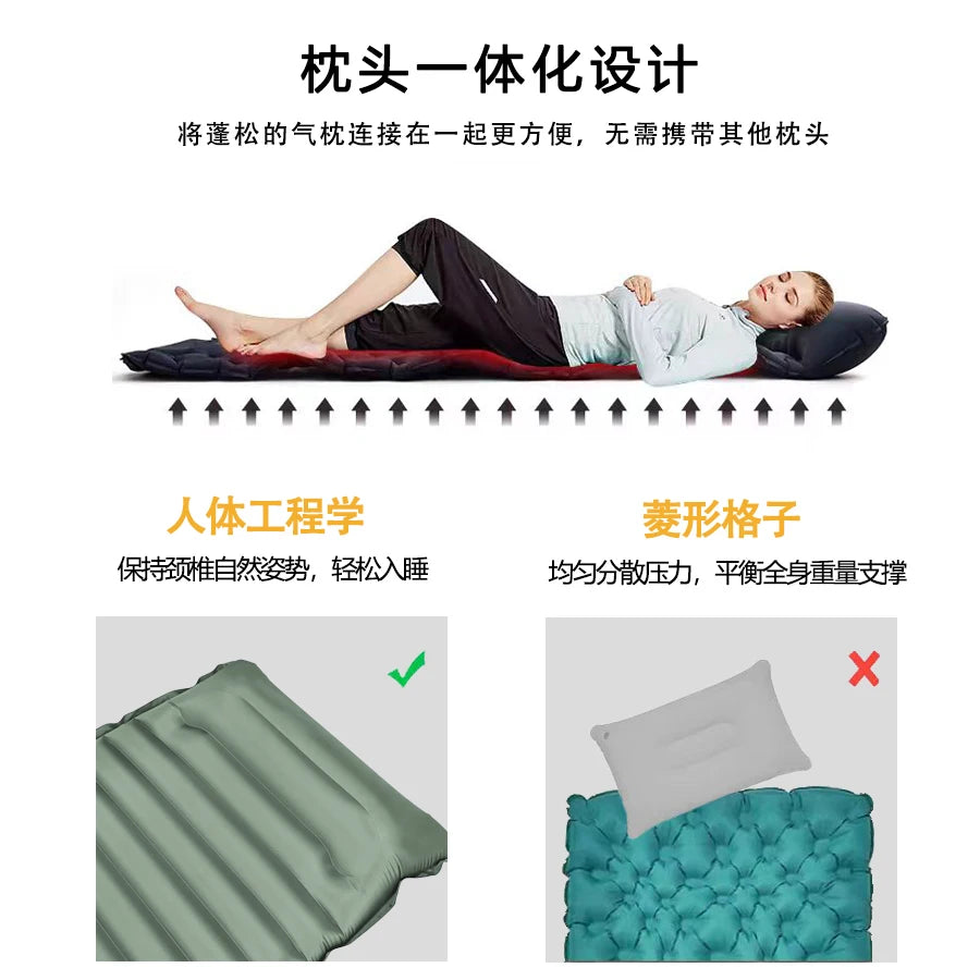 Tapis de couchage pliant pour Camping en plein Air, matelas gonflable de plage avec oreillers, tapis d'air ultraléger pour voyage et randonnée, nouveau