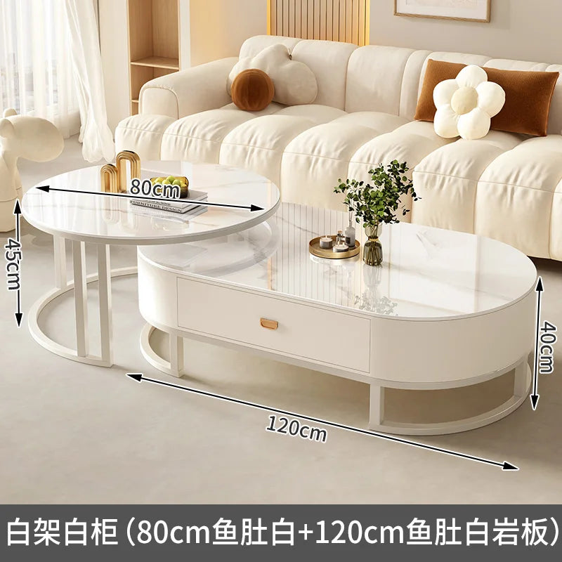 Luxury Extendable Round Modern Coffee Tables Minimalist Premium Design Book Furniture Mesa De Centro De Sala
