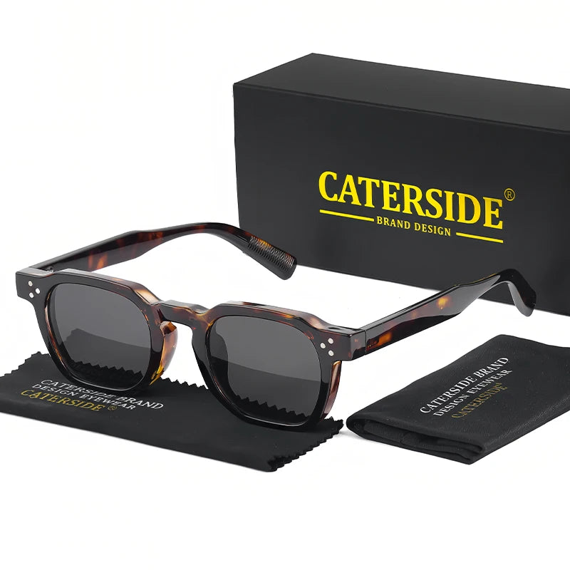 CATERSIDE Retro Square Sunglasses for Men, Punk Style, Trendy Brand, Women's Sunglasses, Travel, Party, UV400 Protection, Summer Style