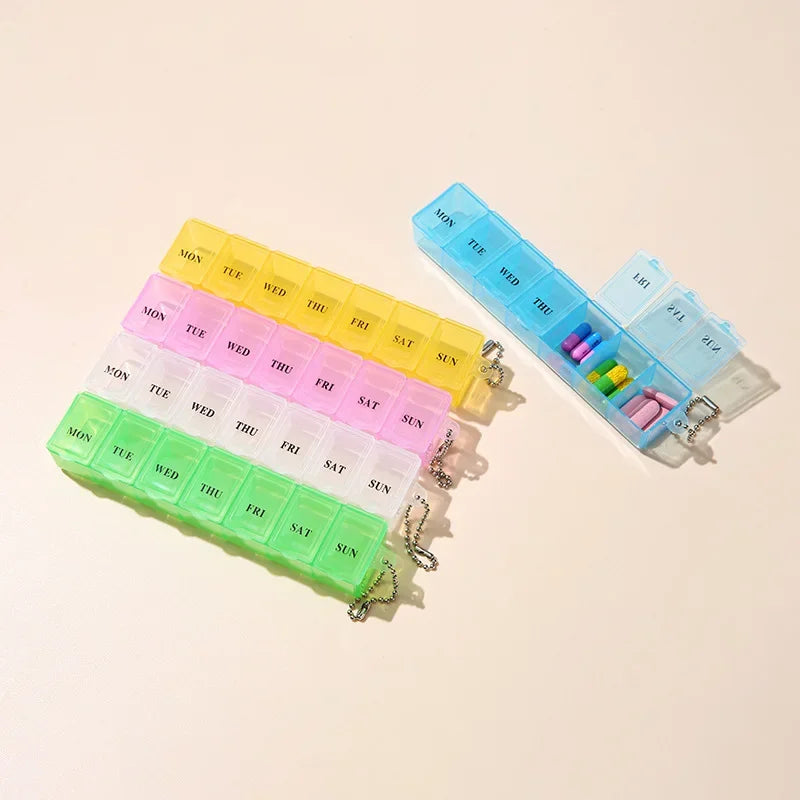 Weekly mini medicine box, storage organizer, 7-grid container, independent lattice, trendy
