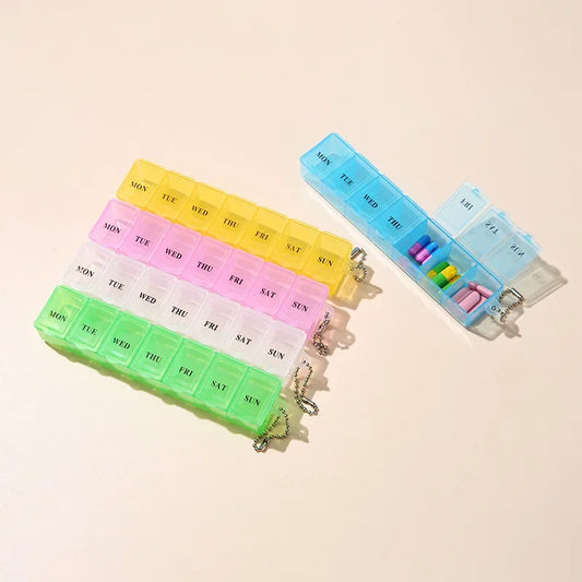 Weekly mini medicine box, storage organizer, 7-grid container, independent lattice, trendy