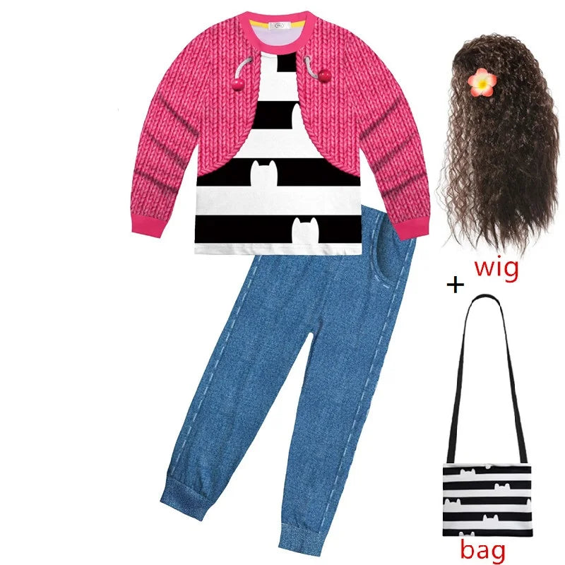 Costume enfant chat — pyjama à manches longues, t-shirt + pantalon + bandeau, tenue Halloween