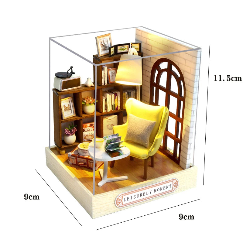 Wooden Dollhouse, 3D Puzzle, Building Model Kit, Small Room Toy Production, Bedroom Decoration with Furniture, Gifts