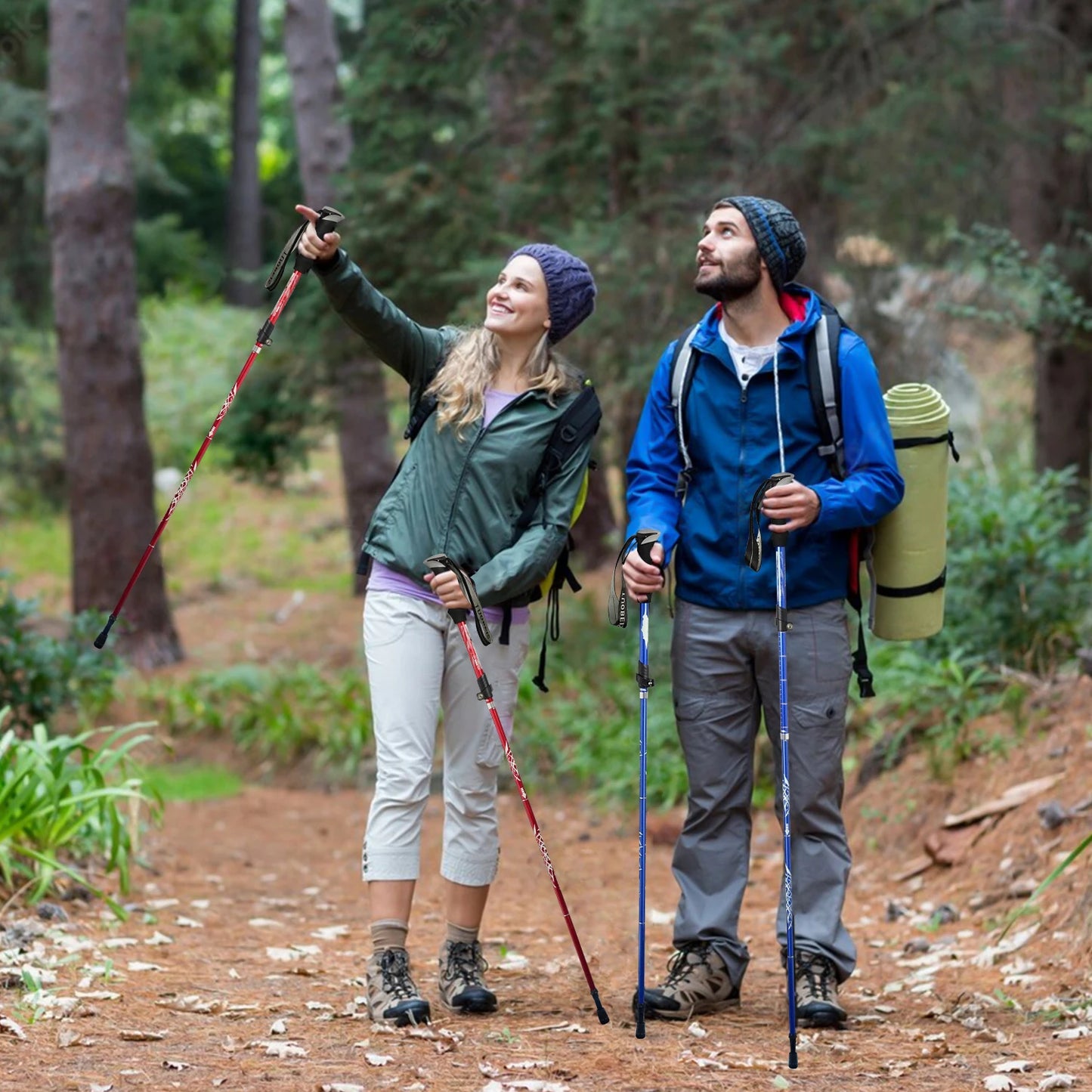 Bâton de Trekking pliable Portable en plein air, 5 sections, bâton de randonnée, Club télescopique pour personnes âgées nordiques, bâtons de marche de Camping