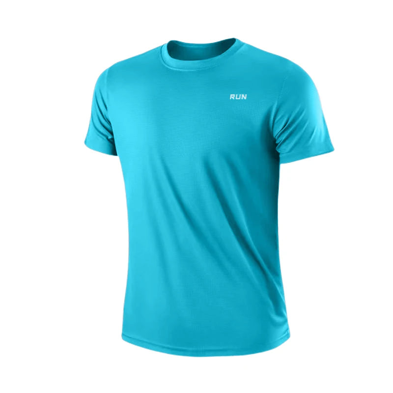 Camiseta de manga corta para hombre, de secado rápido, que absorbe la humedad, cuello redondo, para ejercicio, entrenamiento, deportes, gimnasio, correr, ligera en Y