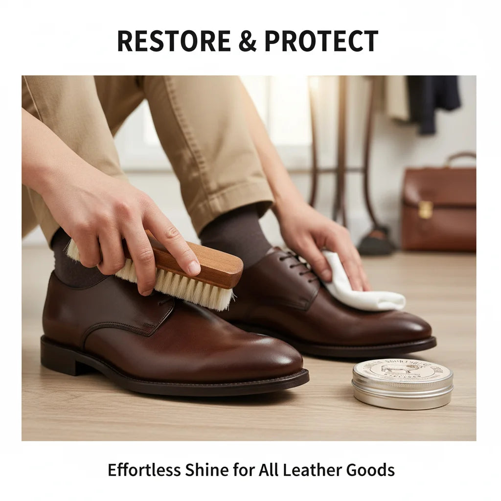 Huile de mouton crème d'allaitement pour cuir cire de vernis à chaussures et laine douce brosse de polissage Kit d'outils de nettoyage pour meubles en cuir sac à chaussures