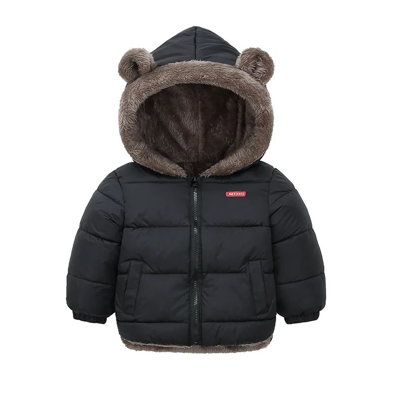 Baby Boys Girls Hooded Jacket Cotton Outerwear Thick Fleece Coat for Kids Winter Cashmere Padded Jackets Boys Girls Warm Coats