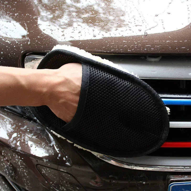 Soft wool car wash gloves, cleaning tools, cleaning brush, automatic car wash, motorcycle wash, car paint care, accessories