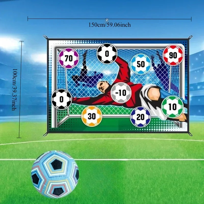 Kit Tapis de Jeu Football Enfant — Cible Collante 150x100 cm, Intérieur & Extérieur, 7–10 ans