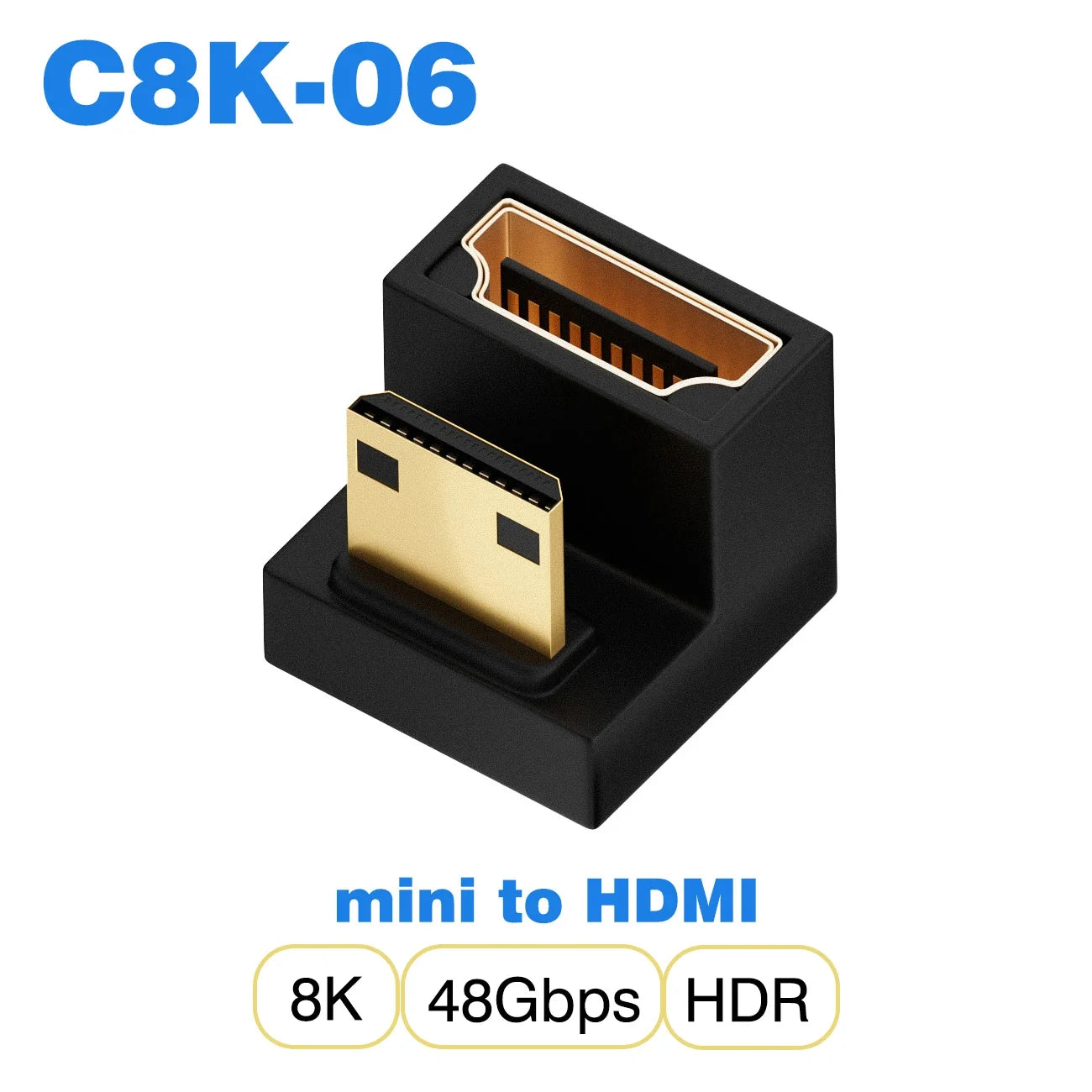 Convertisseur mini micro HDMI vers HDMI 2.1 — 48Gbps, 8K60Hz, 4K120Hz, projecteur, HDTV