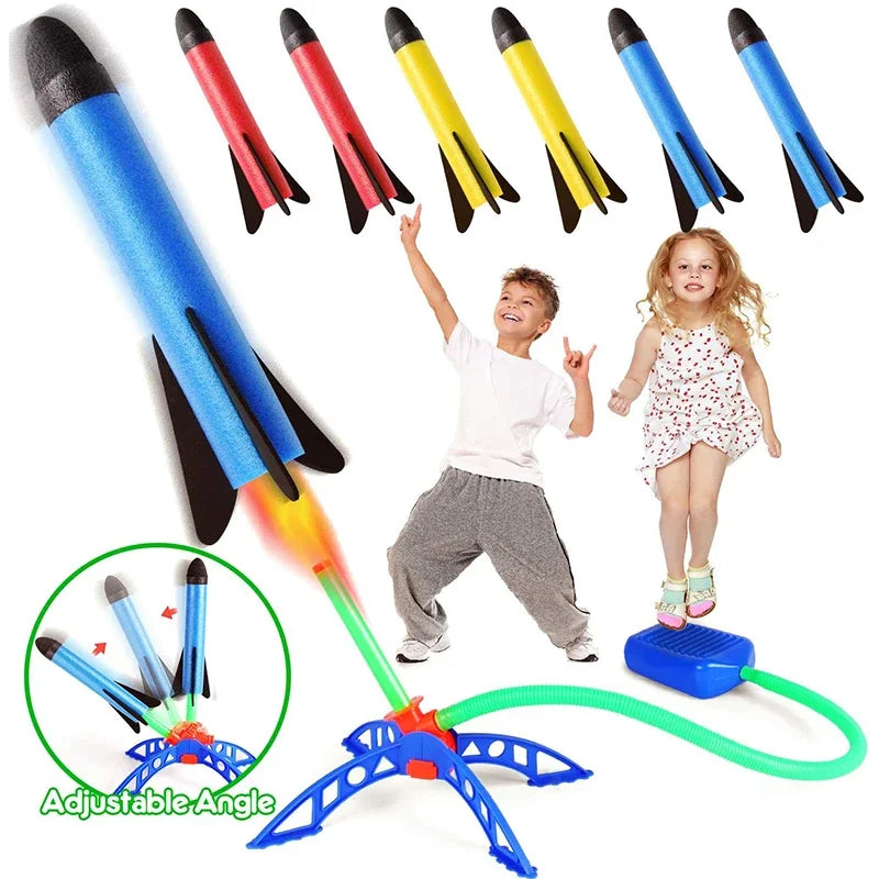 Enfants en plein air jouet en plein air pompe à fusée en plein air, la pression de l'air en plein air monte en flèche, ensemble de fusée saute, jeu de lance-roquettes aérodynamiques, cadeau de jouets pour enfants