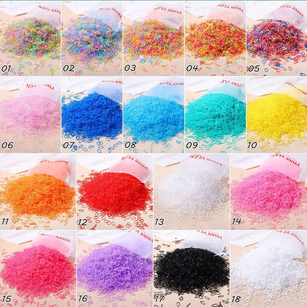 Attaches à cheveux colorées pour filles — porte-queue de cheval, enfants, accessoires, 500/1000/2000 pièces