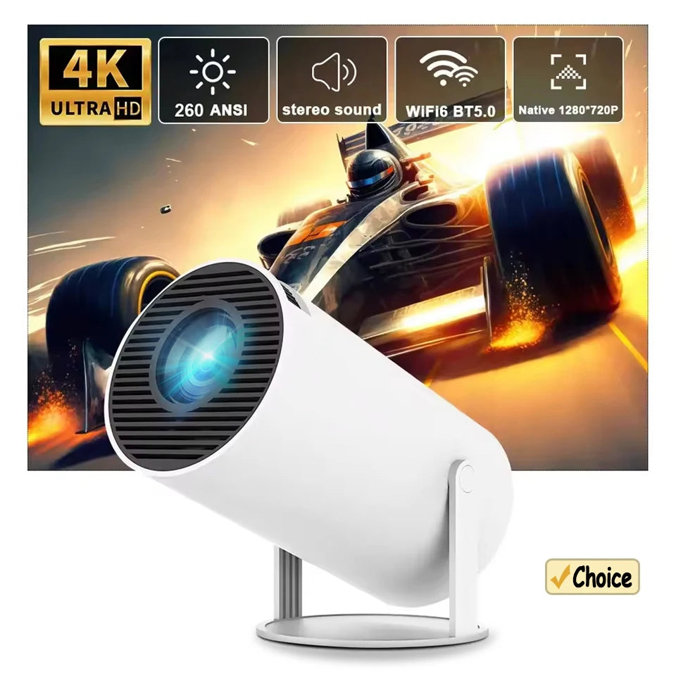 Proyector inteligente para exteriores HY300 8K Android 11 Doble Wifi6 290ANSI Allwinner H726 BT5.4 1080P 1280*720P Proyector de cine en casa para exteriores