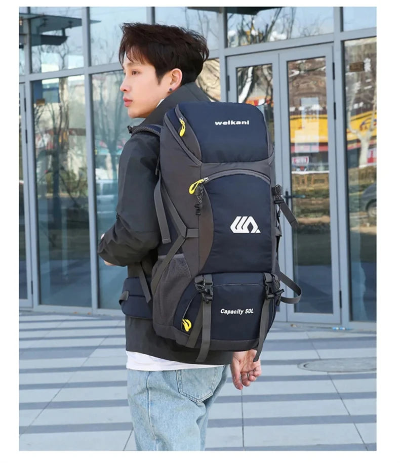 Sac à dos d'escalade en nylon pour homme, sac à dos de camping, sac à dos de randonnée, sports de plein air, canadisme, trekking initié, sac à dos de voyage, 50l