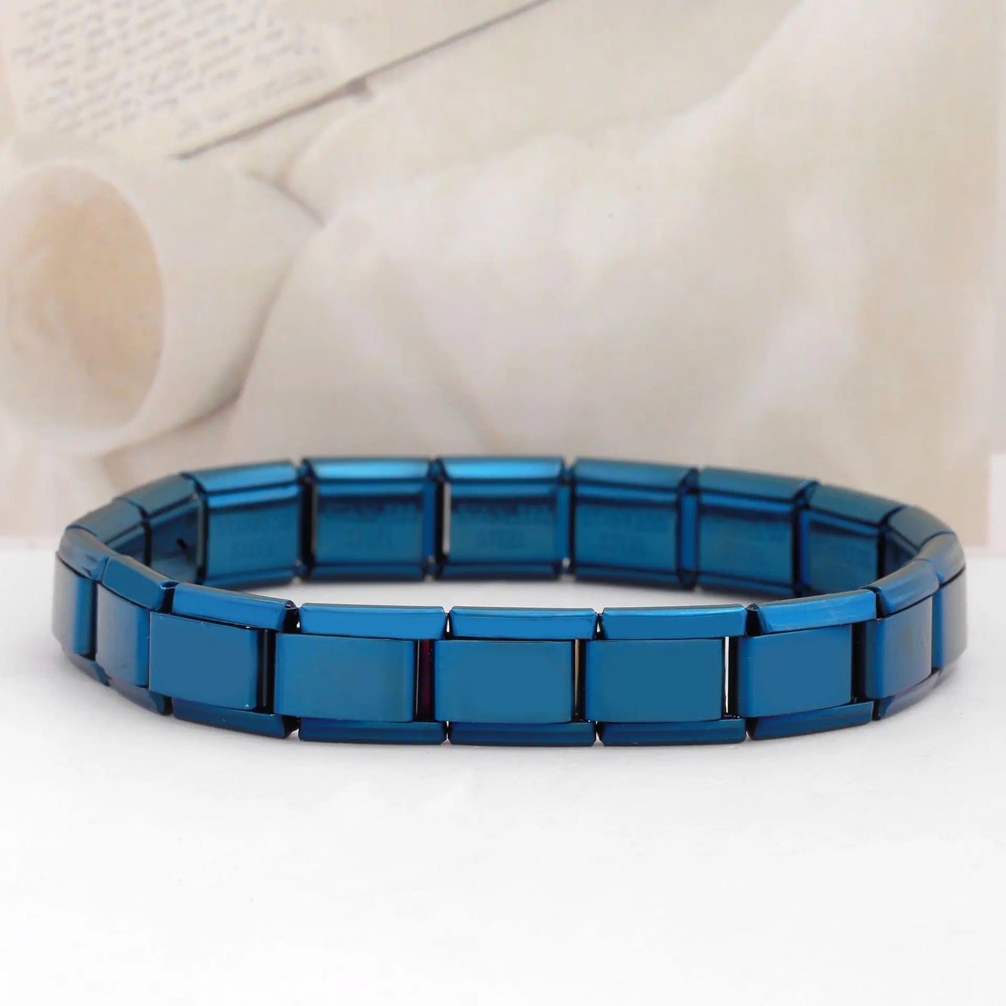Pulseras cuadradas de acero inoxidable para mujeres y hombres, módulos italianos de metal HipHop, elásticas, regalo, joyería de fiesta de cumpleaños, a la moda