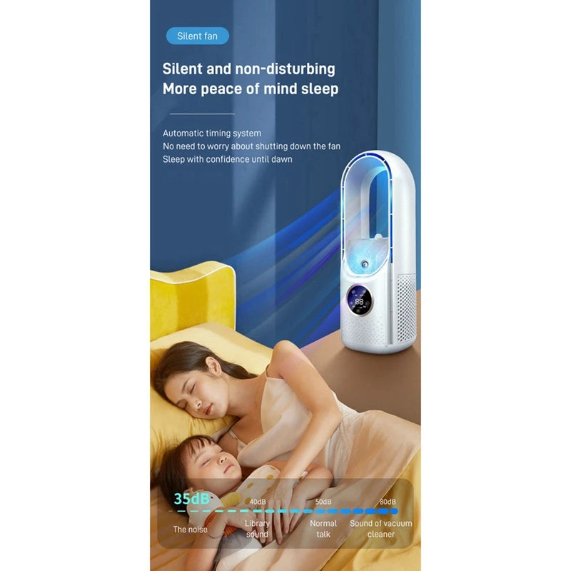 Enfriador de aire USB portátil sin aspas, ventilador eléctrico, 6 velocidades, temporizador silencioso, aire acondicionado, ventilador de enfriamiento, humidificador, ventilador acondicionador