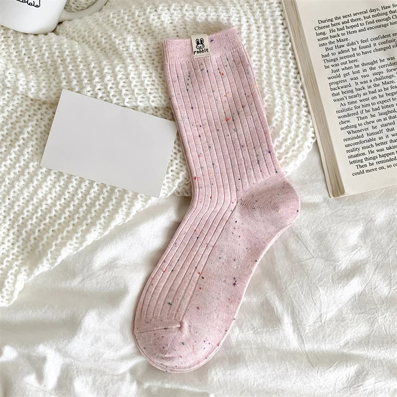 Chaussettes Carillon Respirantes Femme — Dessin Animé, Style Coréen, Décontractées, Douces