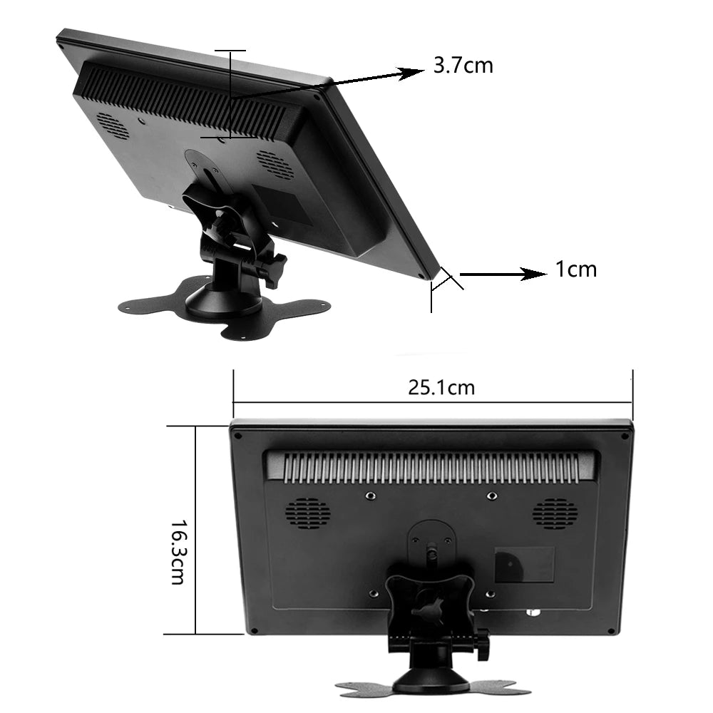 Moniteur de voiture 10,1 pouces LCD HD — HDMI, VGA, AV, USB, SD, TV, lecteur DVD, surveillance