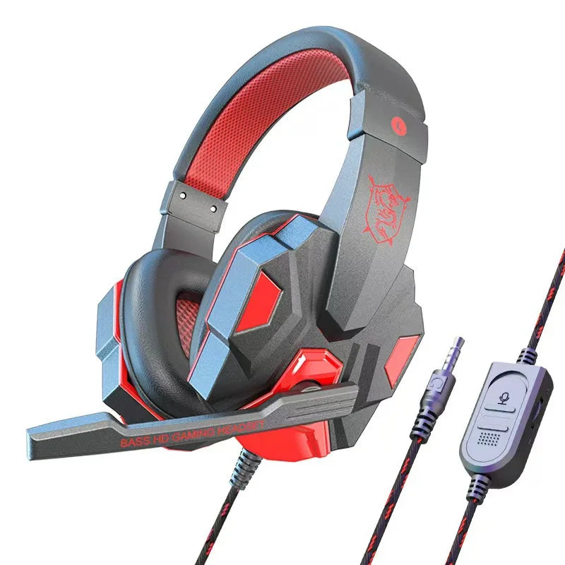 Auriculares de diadema RGB para juegos HOMEFISH SY830MV con micrófono, auriculares con cable supraaurales ligeros para PC, PS5, Xbox, Switch