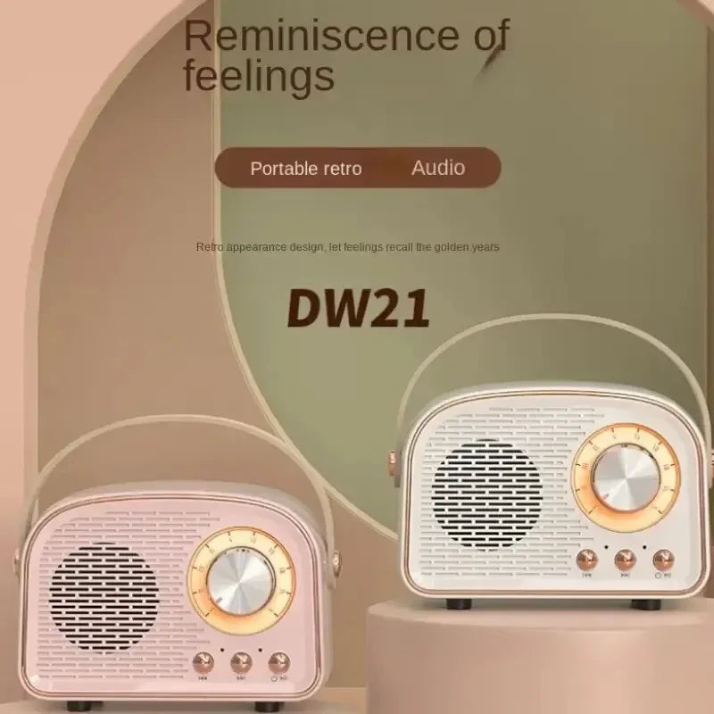 USB AUX TF FM Radio Portable Bluetooth Speaker Retro Enhanced Bass Mini Boombox for Table Home Outdoor Vintage Audio MP3