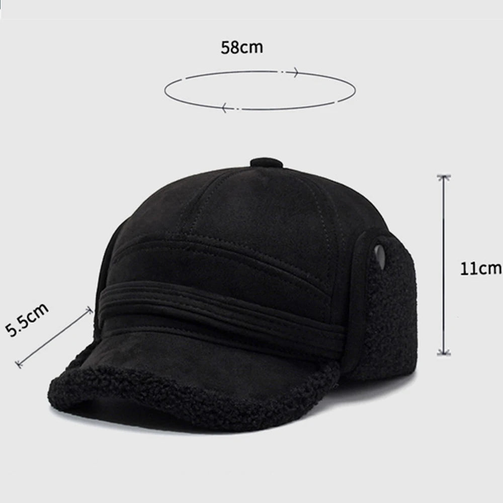 Gorra de béisbol FS marrón invierno para hombre, gorro de aviador cálido cortavientos para exteriores, gorra Vintage de felpa gruesa para mujer, gorra de oreja para hombre