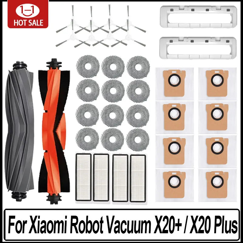 Bolsa para polvo para robot aspirador Xiaomi X20 + / X20 Plus, accesorios de trapeador y rejilla, cepillo lateral principal, filtro Hepa, piezas de repuesto